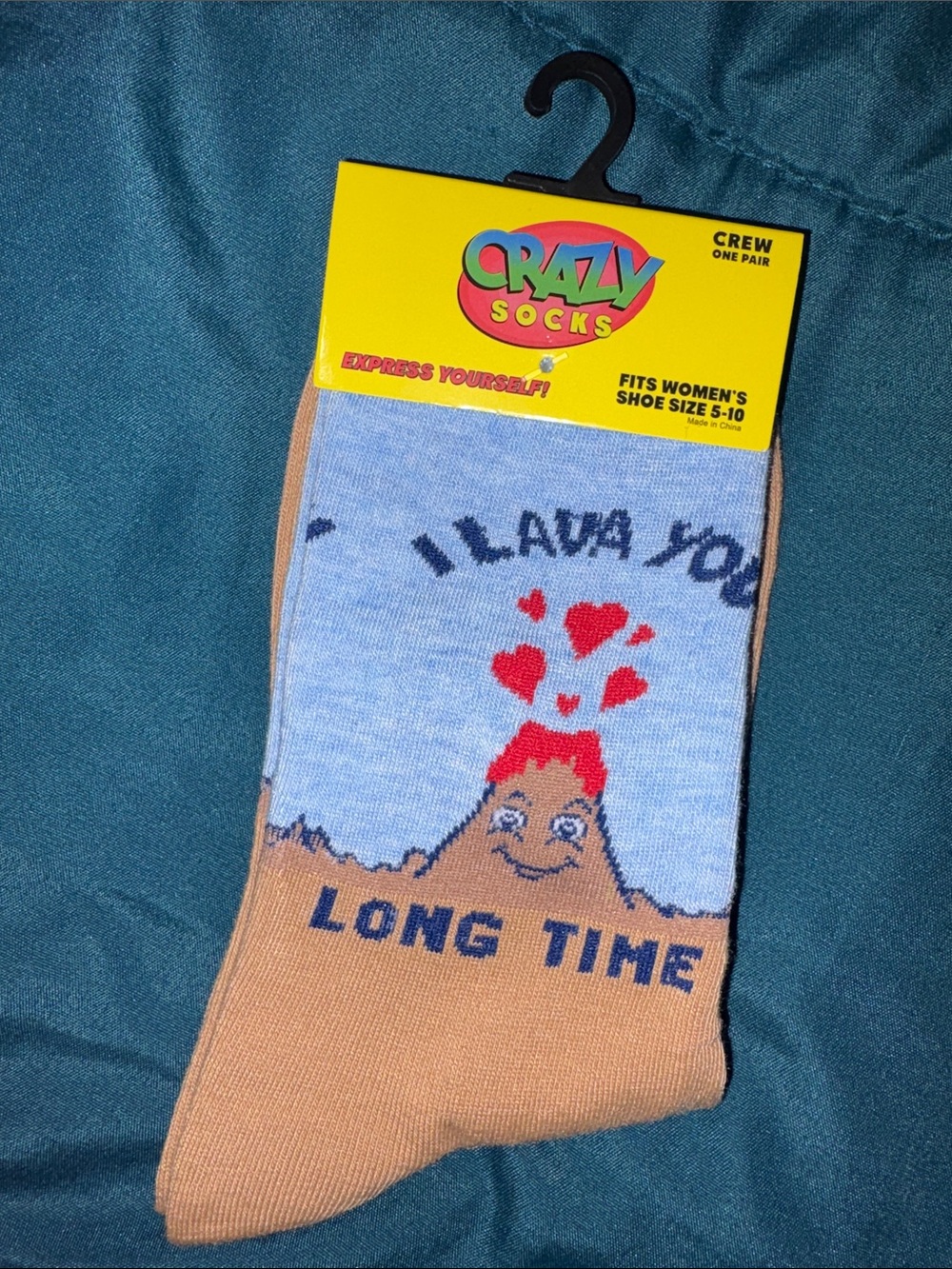 Crazy Socks Volcano “I Men’s Crew Socks - I Lava You Long Time Women 5-10
